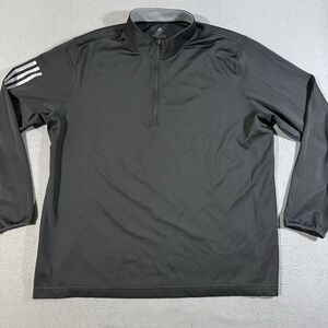 Adidas 1/4 Zip 3 Stripe Golf Pullover Men's 2XL Black Contrasting Trim